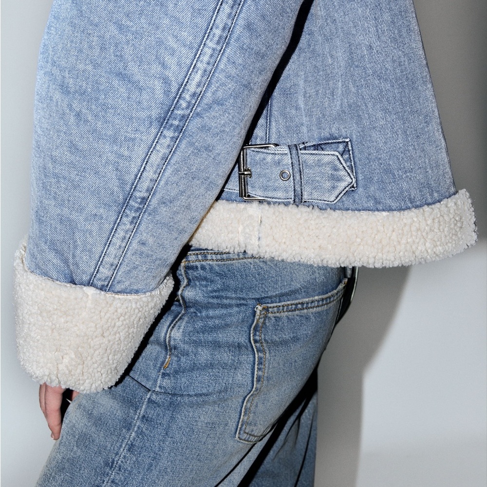 ZARA SHEARLING BIKER JACKET - Picture 5 of 8